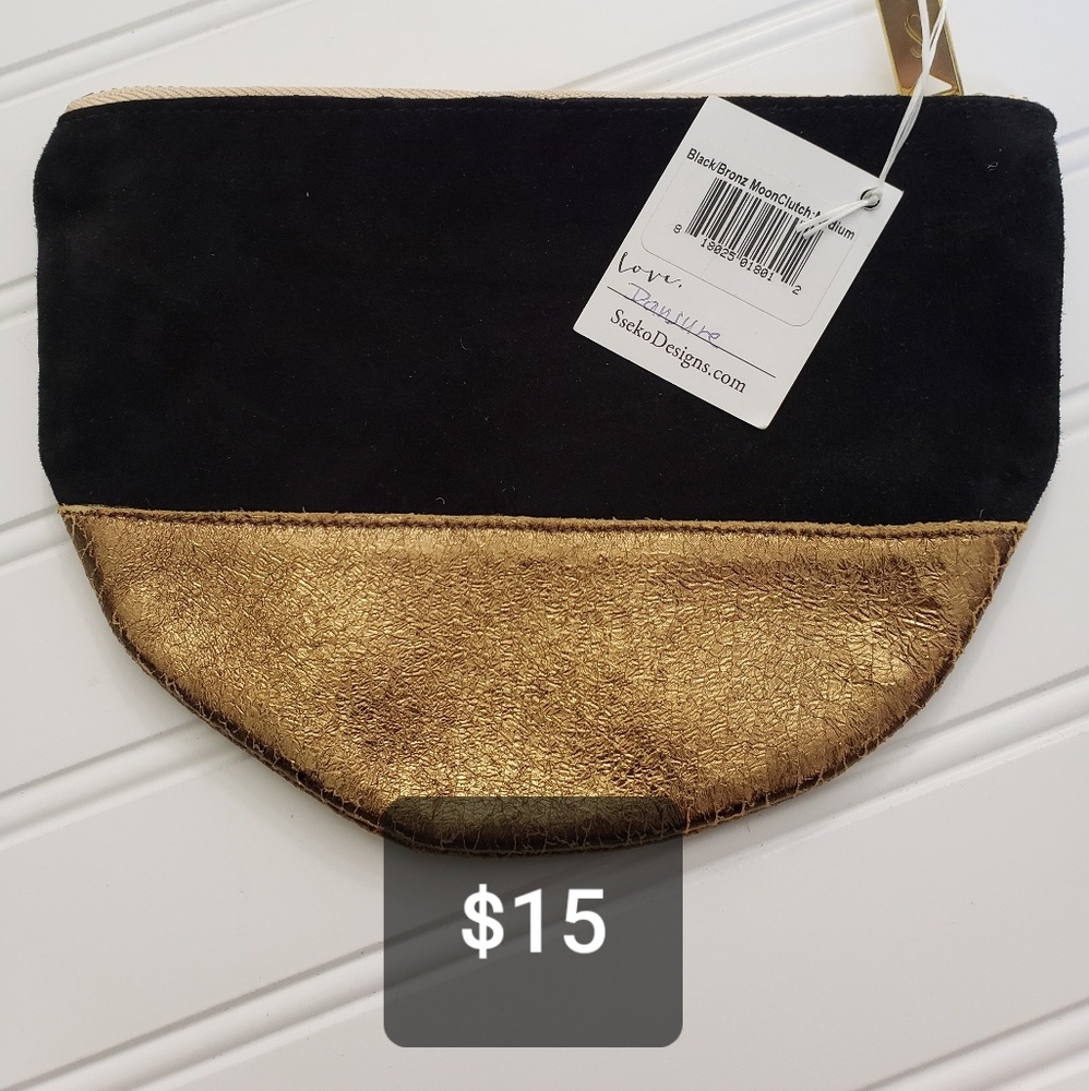 Suede moon clutch